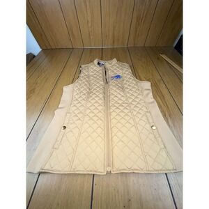 Kim Rogers‎ Petite Buffalo Bills Quilted Vest Sleeveless Full Zip Beige PM